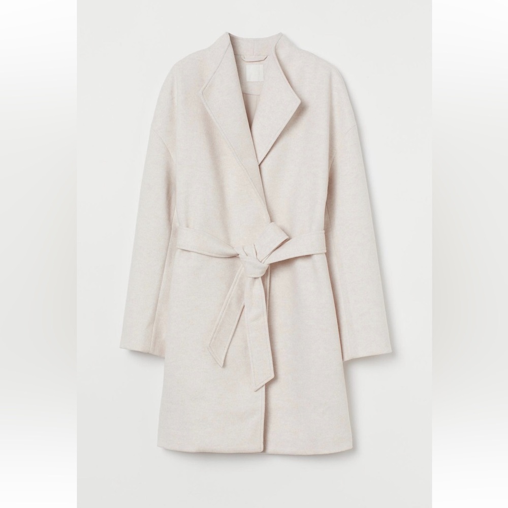 NWT H&M Short Coat, Light beige melange, Size M (Runs Large)